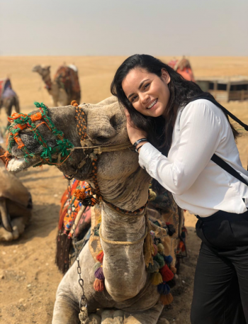 Melissa Hernandez with Camel at Pyramids
